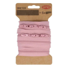 Rits aan de meter 3 meter -  oud roze