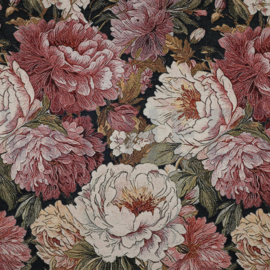 Jacquard gobelin -  bloemen marine blauw
