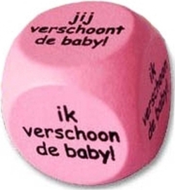 Dobbelsteen ik/jij verschoon blauw/roze