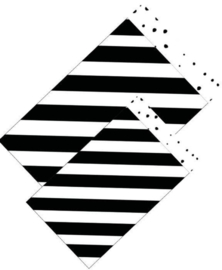 Cadeauzakje 17x25  zwart-wit diagonaal(per 5)