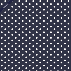 Katoen coated dots navy (water afstotend)