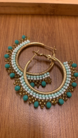 Oorbellen - goud/blauw