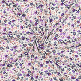 Tricot rib flower paars/lila