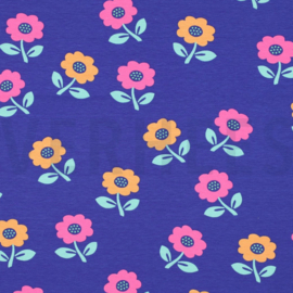 tricot JERSEY NEON FLOWERS - COBALT