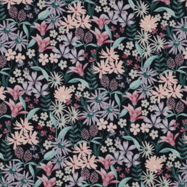 tricot Poppy - Digital flowers navy