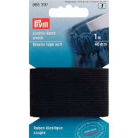 Prym band elastiek zacht 40mm zwart 1m