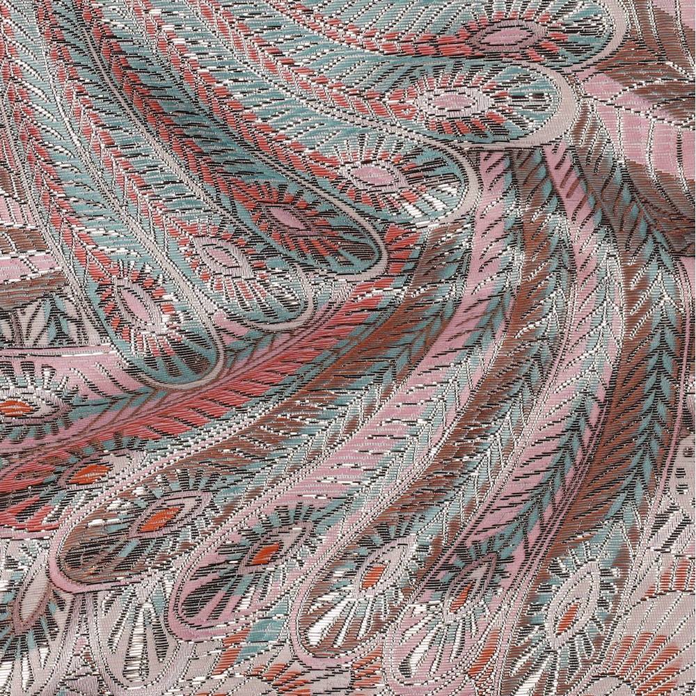 Jacquard -  feathers gold pink