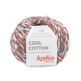 Katia Cool Cotton - 86 Kauwgom roze-Licht fuchsia-Oranje-Turquoise groen