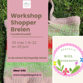 25 mei, 1-8-22-29 juni : Workshop shopper breien