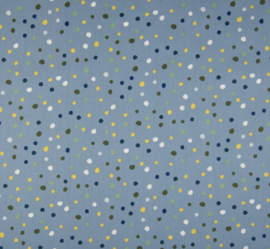 Katoen Mixed dots dusty blue