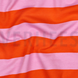 Sweatstof poppy - stripes pink orange