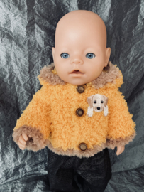 Leuk Grut -Breipatroon babyborn/pop -  Teddy jasje met capuchon (bbb016)