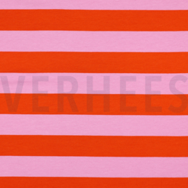 Sweatstof poppy - stripes pink orange