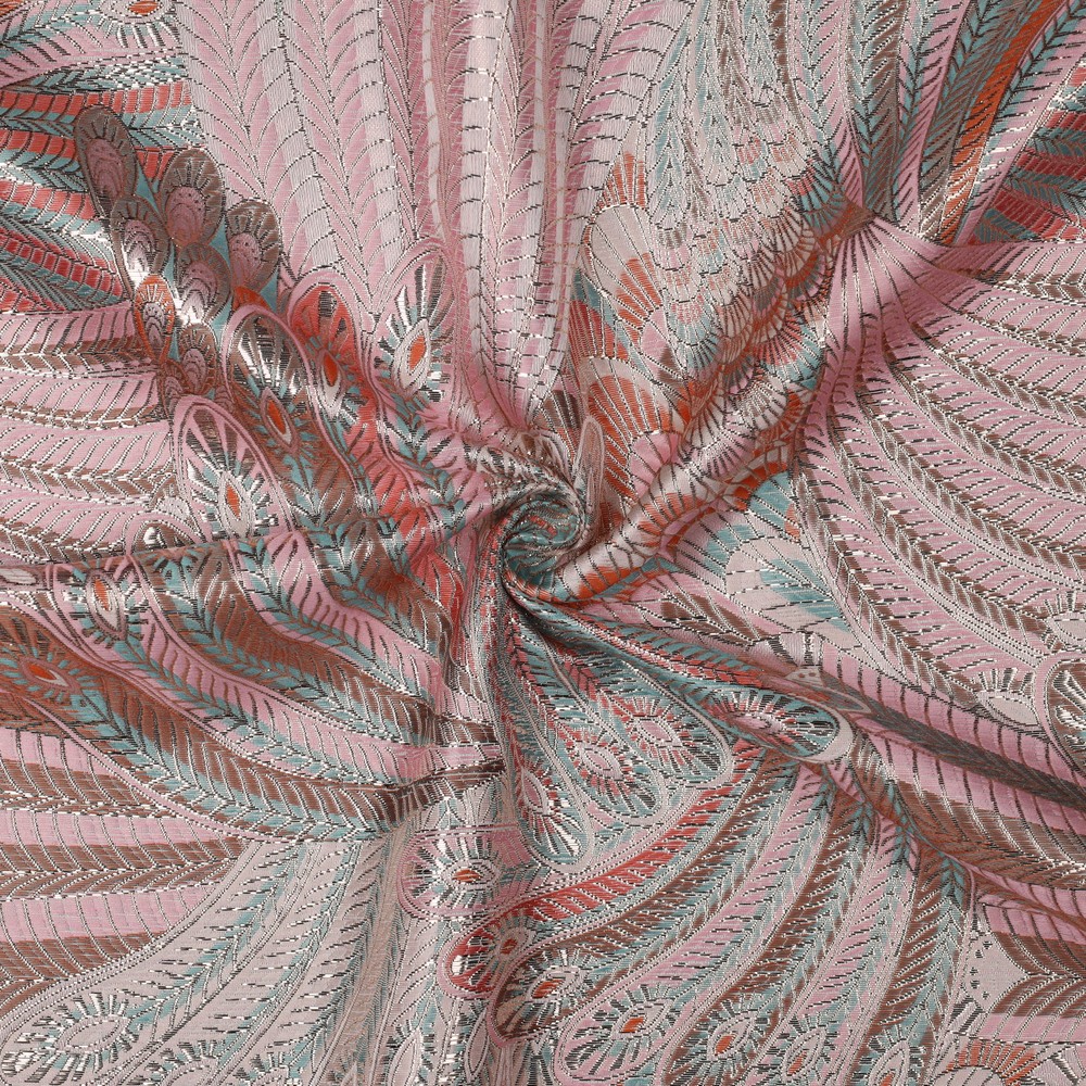Jacquard -  feathers gold pink