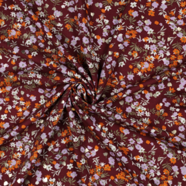 Viscose- Radiance -  Glitter bloemen Rood