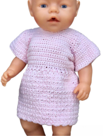 Leuk Grut - Haakpatroon  babyborn/pop- jurk met pofmouwtjes (aaa007)