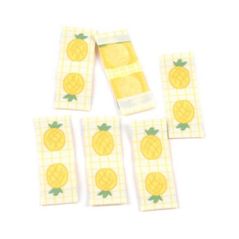 Geborduurde label : geel ananas
