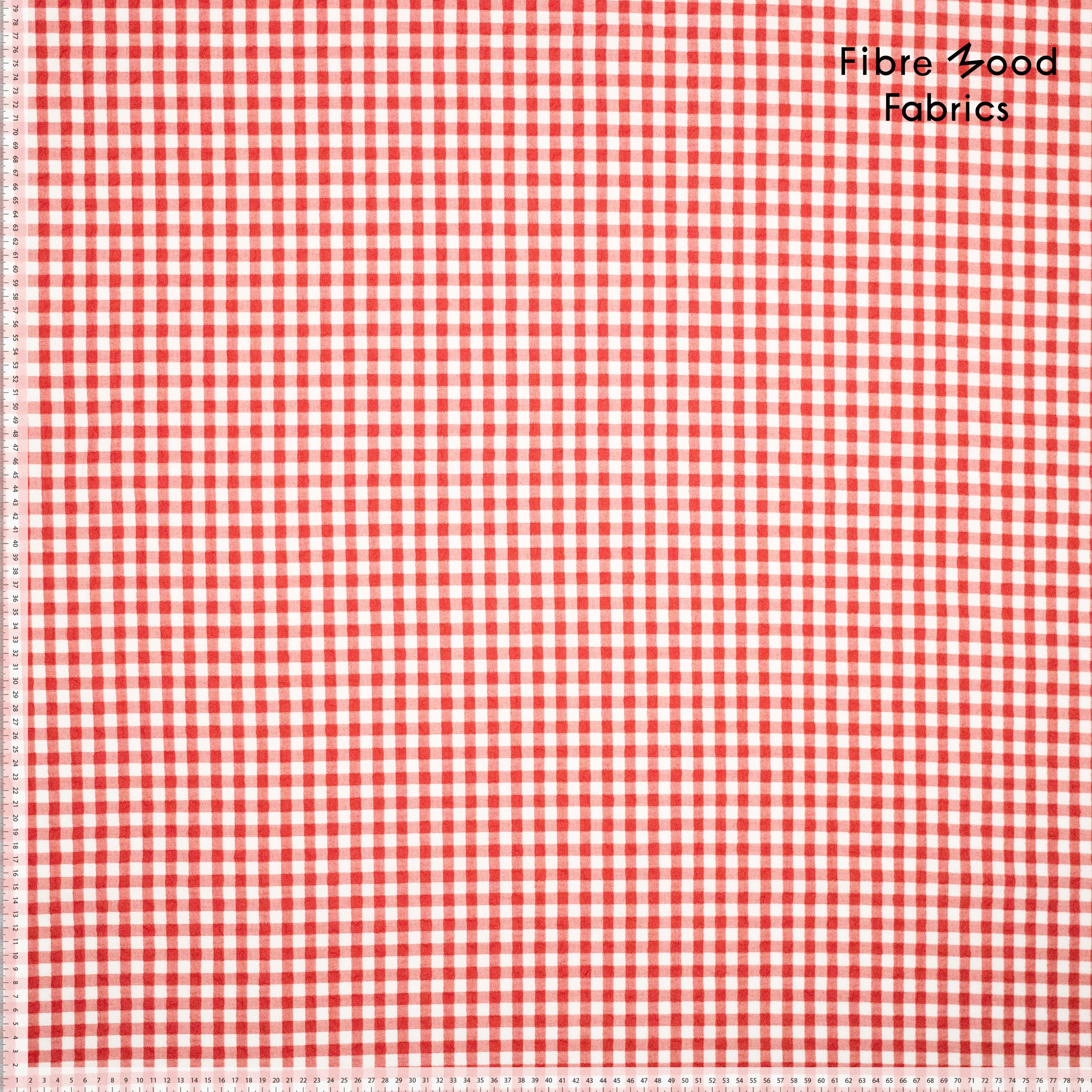 Fibre Mood  33- Seersucker  katoen - Checks rood