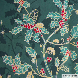 Katoen xmas holly green