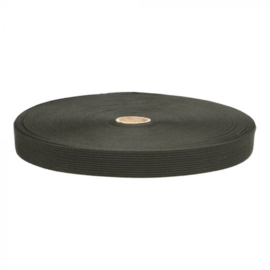 Soepel gebreid elastiek - zwart - 20 mm (per 10 cm)
