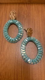 Oorbellen - turquoise diamant