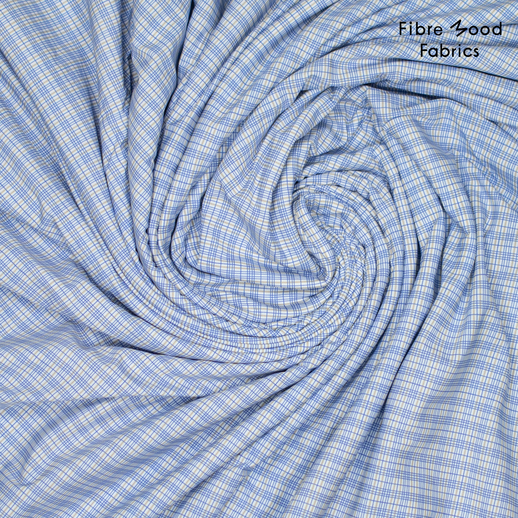 woven co poplin ruit blauw geel FM410133