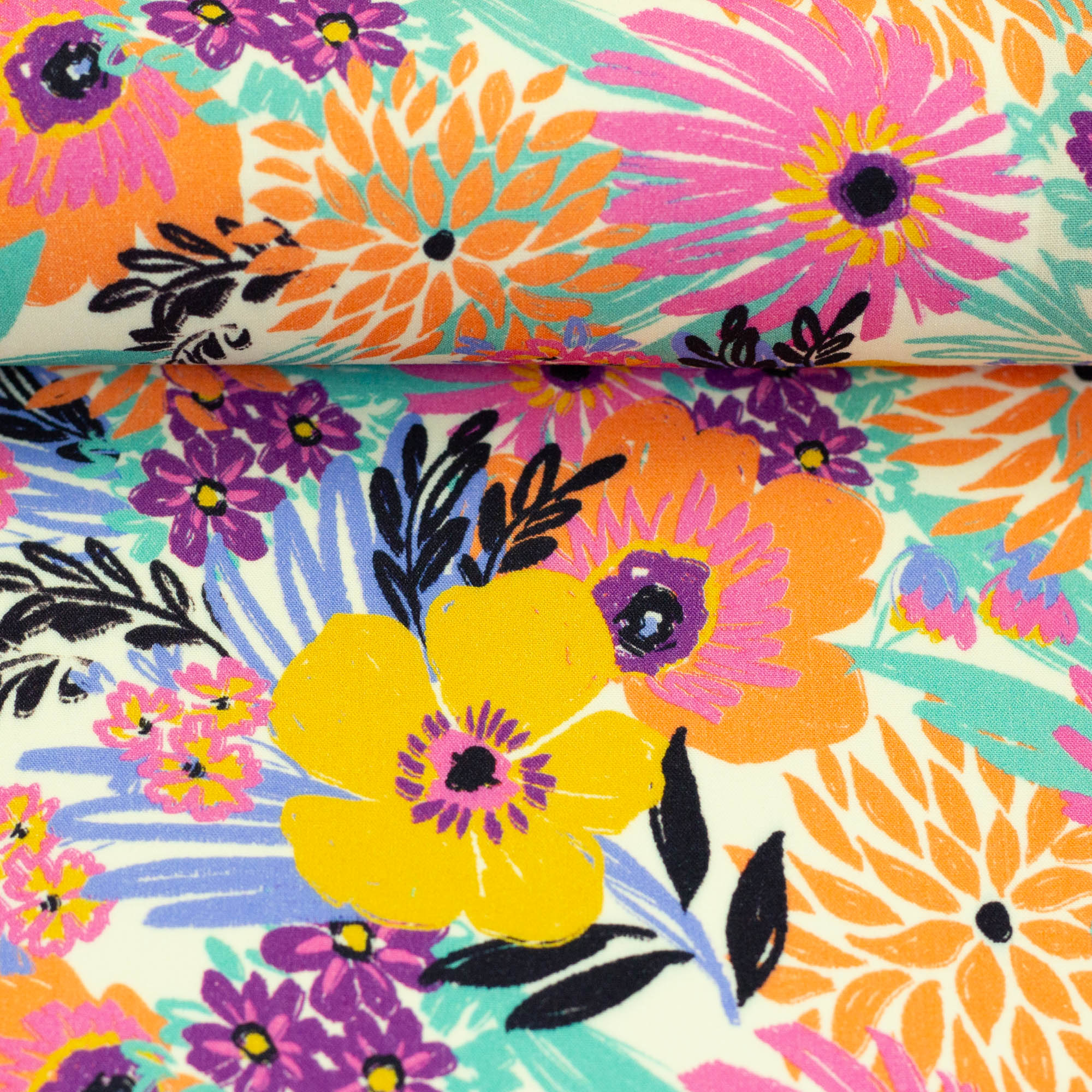 Viscose - Swafing- Vrolijk bloemenveld