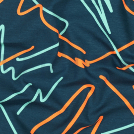 tricot neon abstract petrol poppy