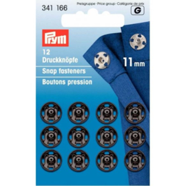 Prym Aannaaidrukknopen 11 cm zwart/zilver 12 stuks