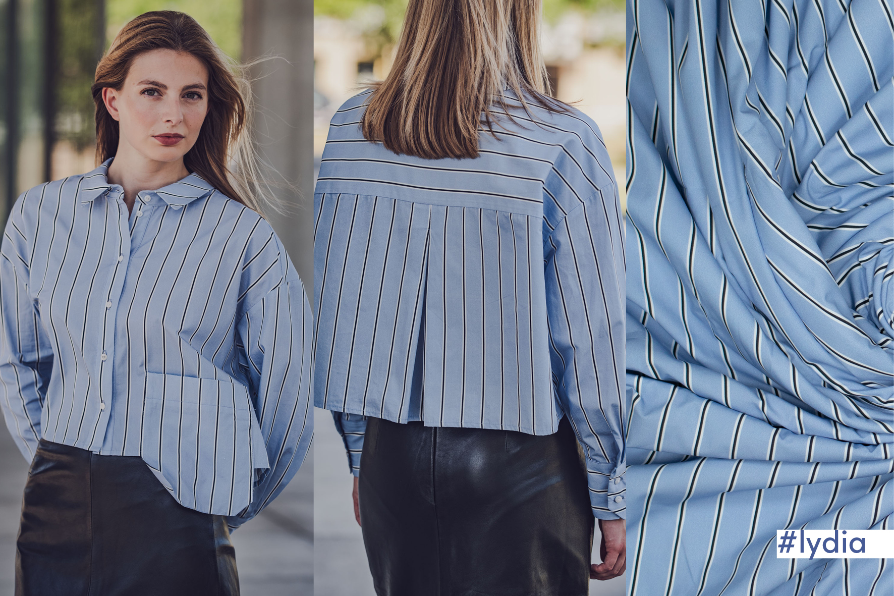 woven co poplin blauw wit  zwart FM410132