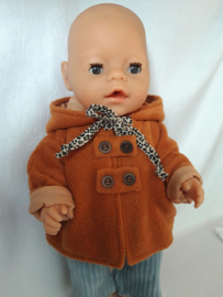 Poppen jasje bruin met Capuchon