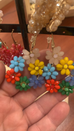 Oorbellen - glaskralen multicolor