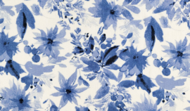 Viscose Crêpe - Flower blue