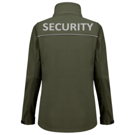 Security Kleding ART. NR. 402009 / SOFTSHELL LUXE DAMES bedrukt met V-tje (Borduring) en SECURITY (Bedrukking).