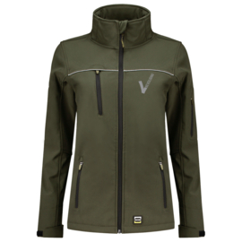 Security Kleding ART. NR. 402009 / SOFTSHELL LUXE DAMES bedrukt met V-tje (Borduring) en SECURITY (Bedrukking).