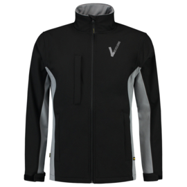 Security Kleding, SOFTSHELL BICOLOR Heren, in verschillende kleuren.  Met V-tje (Borduring) en SECURITY (Bedrukking).