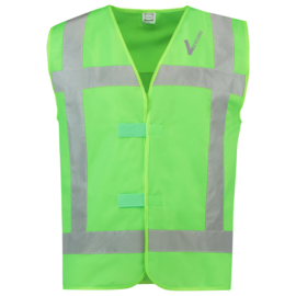 Security Kleding ART. NR. 453014 / VEST REFLECTIE LIME bedrukt met V-tje en SECURITY
