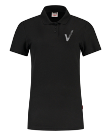 Beveiliging kleding 3 X POLOSHIRT BLACK Dames, met V-tje en SECURITY.