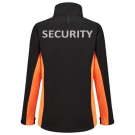 Security Kleding, SOFTSHELL BICOLOR Dames, in verschillende kleuren.  Met V-tje (Borduring) en SECURITY (Bedrukking).