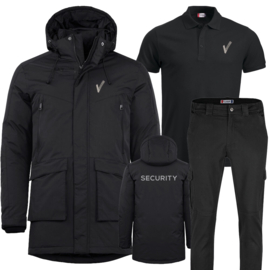 Winterpakket Eskimo. Eskie winterjas, Heavy Premium Poloshirt en Strech Cargo werkbroek.