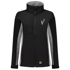 Security Kleding, SOFTSHELL BICOLOR Dames, in verschillende kleuren.  Met V-tje (Borduring) en SECURITY (Bedrukking).