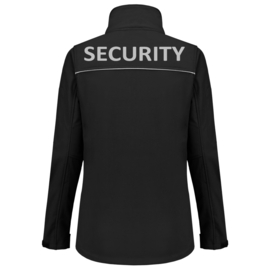 Security Kleding ART. NR. 402009 / SOFTSHELL LUXE DAMES bedrukt met V-tje (Borduring) en SECURITY (Bedrukking).