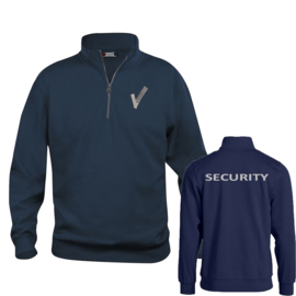 Beveiliging kleding, Basic Half ZIP,  alle kleuren. Met V-tje en SECURITY.