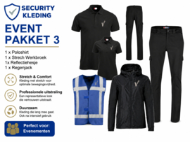 EVENT pakket 3. Poloshirt Manhattan, strech Cargo Werkbroek, Regenjack en Hesje
