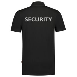 ART. NR. 201003 / POLOSHIRT JERSEY BLACK bedrukt met V-tje en SECURITY