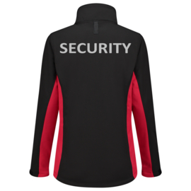 Security Kleding, SOFTSHELL BICOLOR Dames, in verschillende kleuren.  Met V-tje (Borduring) en SECURITY (Bedrukking).
