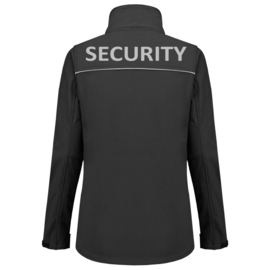 Security Kleding ART. NR. 402009 / SOFTSHELL LUXE DAMES bedrukt met V-tje (Borduring) en SECURITY (Bedrukking).