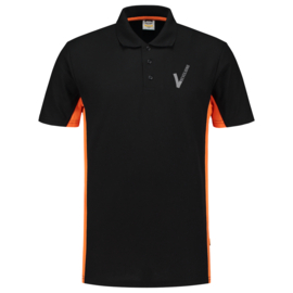 Security Kleding ART. NR. 202004 / POLOSHIRT BICOLOR BLACK/ORANGE HEREN bedrukt met V-tje en SECURITY