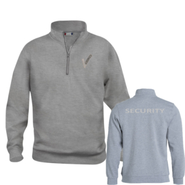 Beveiliging kleding, Basic Half ZIP,  alle kleuren. Met V-tje en SECURITY.