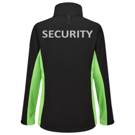 Security Kleding, SOFTSHELL BICOLOR Dames, in verschillende kleuren.  Met V-tje (Borduring) en SECURITY (Bedrukking).